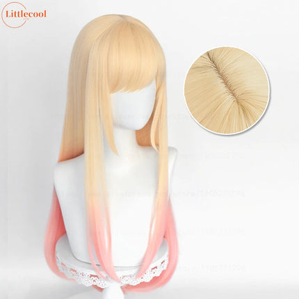 High Quality Anime Marin Kitagawa Cosplay Wig 80cm Long Straight Pink Dyeing Ombre Heat Resistant Synthetic Hair Wigs + Wig Cap