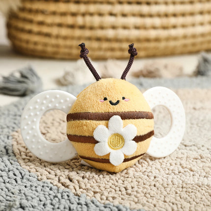 Plush Bee Rattle Cartoon Bee Doll 0-12 Months Baby Toys Soft Multifunctional,Cute Animal Soft Comfort Toys,Baby Teething Toys