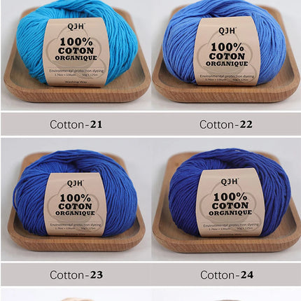 3PCS 100% Organic Cotton Yarn Machine Washable For Adult Baby Sweaters/Gloves/Scarves/Hats Etc. 50 gr (1.76 oz) 125 m (136 yrd)