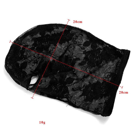 Gothic Lace Hood with Detachable Veil Sensory Control Mask for Women Weave Black Bondage Headwear SM Breathable Face Cover