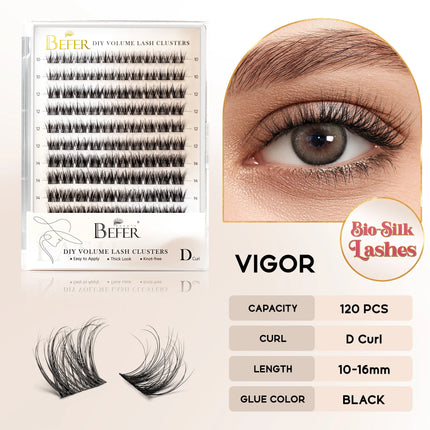 Befer 144pcs Lash Clusters 3D Natural Fluffy Cluster Lashes DIY Lash Extension 10-16mm Hight Quality Soft Super Thin Band Makeup