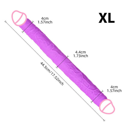 Dual-Ended Dildo for Women -Flexible Realistic Double Penetration Adult Toy, Soft Waterproof Phallus for Vaginal Anal Stimulatio