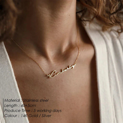 Customized Stainless Steel Initial Name Necklace Custom Personalized Letter Choker Necklace Pendant Nameplate Gift Dropshipping