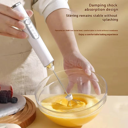 Electric double stick egg beater, milk frother, 3-speed rechargeable milk coffee mixer, handheld kitchen tool, cream frother
