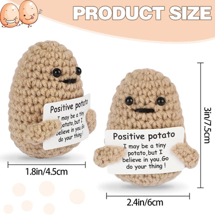 Positive Energy Pocket Hug Crochet Doll, Mini Handmade Knitted Plush Potato Turtle Vegetable Duck Funny Support Gift with Card
