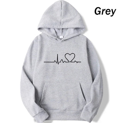 Women Casual Hoodies Heartbeat Print Men's women's Loose Hoodies Couple Sweatshirts Fashion HipHop Sweatshirt Harajuku Unisex