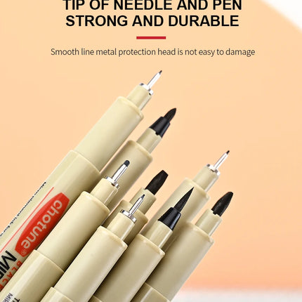 12 Tip Pigment Liner Micron Ink Marker Pen for Manga Draw Sketching Needle Pen Hook Line Pen Sketch Stationery Set Art Supplies