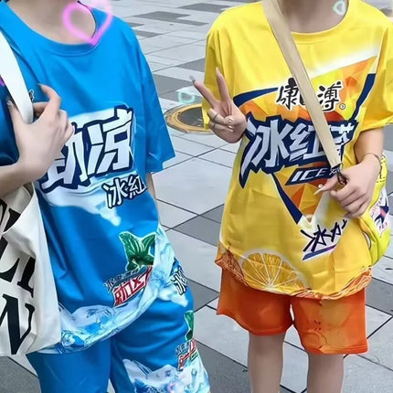 Funny Ice Tea or All Set Good Best Friend Casual Sports Cool Trendy Set Youth Summer T-shirt or Shorts Chinese Made