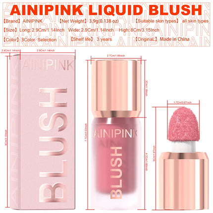 Matte Liquid Blush Waterproof High Pigmented Smooth Non-Sticky Peach Pink Coral Daily Makeup Multi-use Blushing Glow Christmas