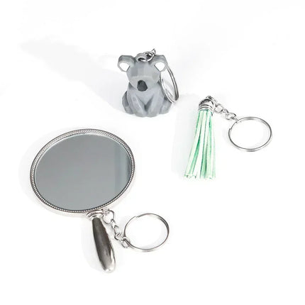 50/100pcs Stainless Steel Metal Blank Keyring Keychain Split Rings DIY Keyfob Keys Ring Lobster Clasp Key Pendant Chains Buckles