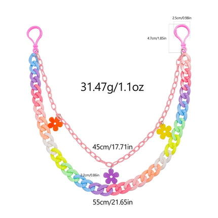 Doulbe Layered Pink Color Strawberry Resin Chain Keychains Women Girls Hip Hop Waist Chain Pants Trousers Chain Bohemian Jewelry