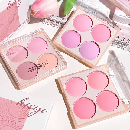 Smart 4-Color Matte Blush Palette – Natural Glow, Easy to Blend, Lightweight Cheek Color for Nude Makeup & Festival Looks
