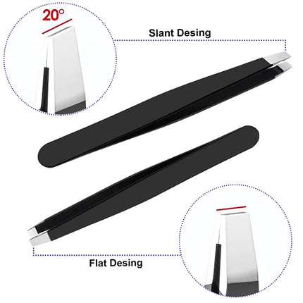 4Piece Stainless Steel Tweezer Set for Facial Hair Removal and Splinter Removal travel kit