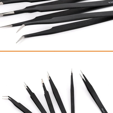 Anti Static Safety Esd Stainless Steel Precision Curved Tweezers  Electronic Laboratory Jewelry Crafts Maintenance Tools