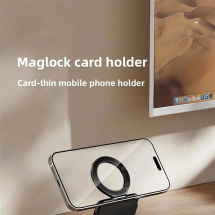Ultra-Thin Magnetic Phone Holder with Multi-Functional Wallet Portable Double-sided Magnetic Stand with Anti-lost Hook and Strap