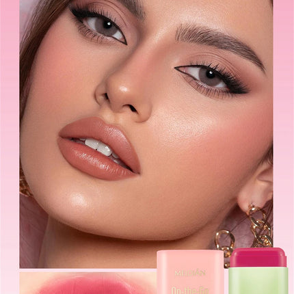 1pc Face Blush Cream Stick Korean Makeup Cosmetic Waterproof Long Lasting Lipstick Red Matte Blush Stick  Makeup Cream Blush