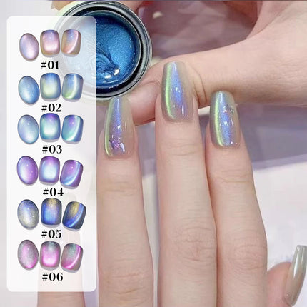 MIANEL 10ML Northern Colorful Blue Light Glass Beads Cat Eye Gel Nail Polish Flashing Versatile Winter Blue Nails