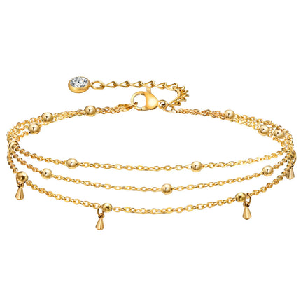 Stainless Steel Lucky Evil Eye Anklet Bracelet for Women, Blue Eye Beaded Chain Foot Anklets Summer Beach Lucky Amulet Gift