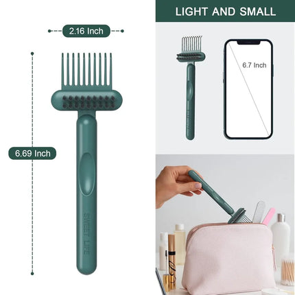 2-in-1 Hair Brush Cleaner and Remover Tool - Comb for Removing Hair and Dust, Home and Salon Use (1 Pack-Green)