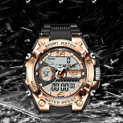 LIGE Men Military Watch Digital 50m Waterproof Wristwatch LED Quartz Clock Sport Watch Male Big Watches Men Relogios Masculino