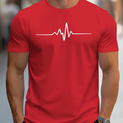 Men's  Polyester Summer Loose Size Creative Graphic Printed Slim Fit Casual Sports Round Neck Short Sleeved T-shirt Top