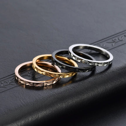 18K Gold Plated Titanium Steel Women's Pinky Rings Korean Minimalist Star Cross Engraved Jewelry Fade-Resistant Stackable Band
