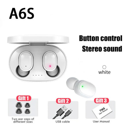 A6S TWS Earphones Wireless Bluetooth 5.1 Headphones Touch Control Earbuds With Mic Earphones Sport Waterproof Headset for xiaomi