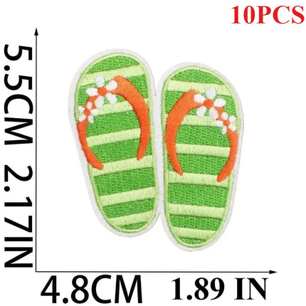 10PCS Couple BULK Vacation Embroidery Cloth Sticker Summer Beach Patch Clothes Decoration Swimming Ring Beach Ball Computer