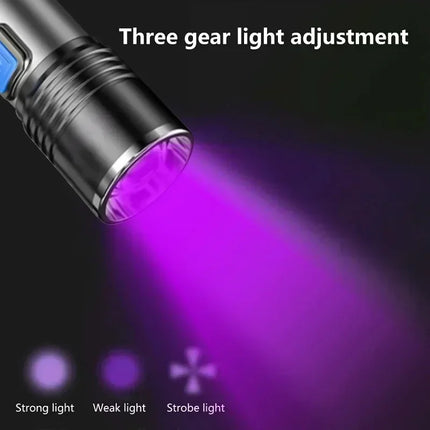 Mini LED 395nm UV Flashlight Rechargeable Waterproof Black Light Torch for Pet Urine Stain Detection Scorpion and Fluorescent
