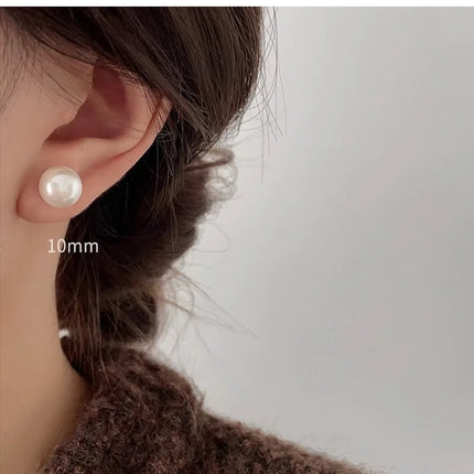 French Simple Pearl Silver Needle Earrings for Women Exquisite Imitation Pearl Elegant Stud Earrings Wedding Party Jewelry