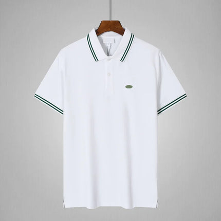 Basic Men's Polo Shirt Short Sleeve Cotton Summer Turn-down Collar T-shirt Two-button Casual Wear Comfortable Breathable