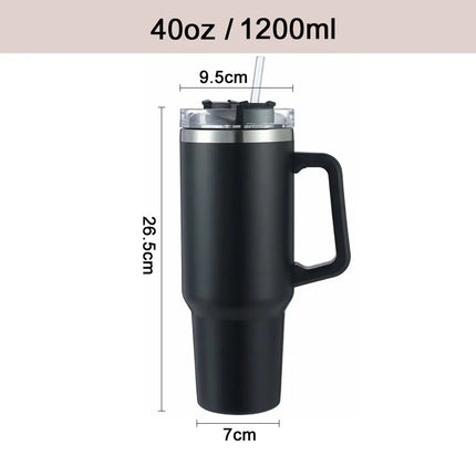 Mug Tumbler 40oz with Straw Handle Coffee Insulated 304 Stainless Steel Car Cup Keeps Cold Beer with Lids Tumbler Thermos Cup