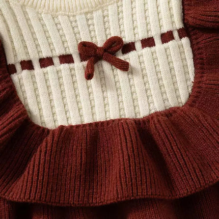 Girls Sweater Dress Sweet Flounce Knitted Young Girls Dresses Toddler Girl Clothes Bottom Shirt 2-7Y Kids Costume