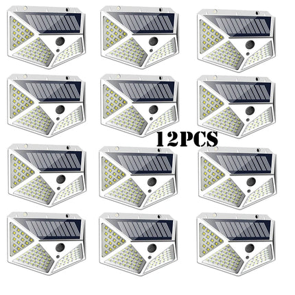 1-12 Pack Solar Lights Outdoor 100 LED Wall Lamp Motion Sensor Lights Waterproof Solar Street Light for Garden Porch Yard Garage