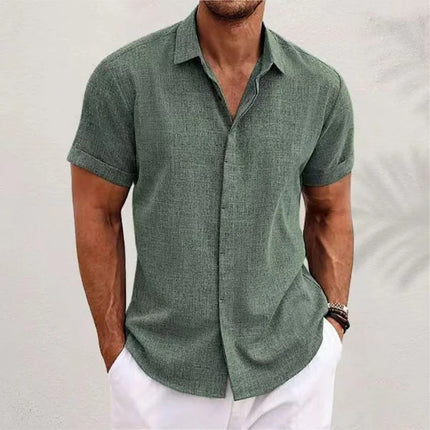 Men's Cotton Linen Short Sleeved Shirt Summer Casual Camisas Harajuku Blusas Mens Shirts Fashion Tops Men Clothing Streetwear