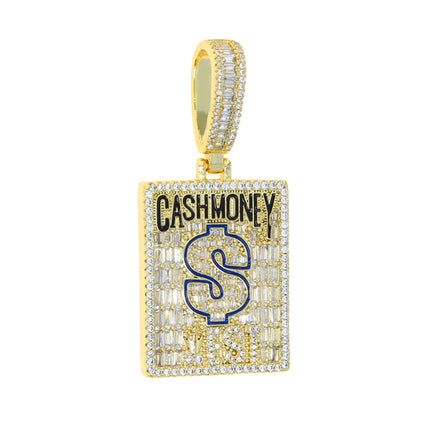 New Hip Hop Money Pendant Necklace Gold Color Iced Out Bling CZ Cubic Zirconia Letters Rich Dollar Charm Men Women Jewelry
