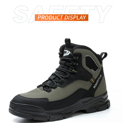 Man Safety Shoes Puncture-Proof Work Sneaker Waterproof Work Shoes Steel Toe Shoes Safety Boots Indestructible Shoes Lightweight