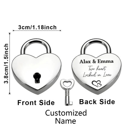 1PC Diy  Personalized Name  Engrave Padlock  For Jewelry Box Small Wooden Box