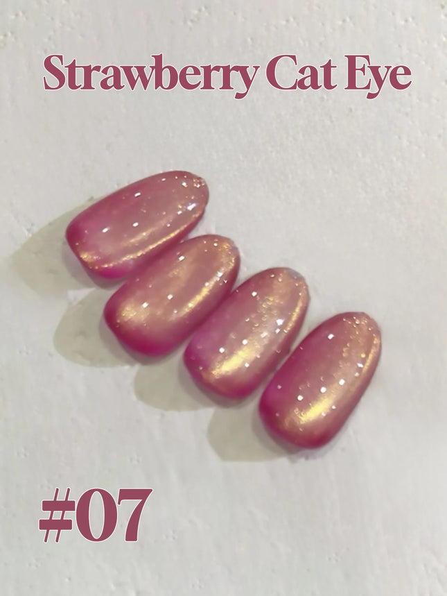 1-12pcs PSK New Whitening Strawberry Cat Eye Gel Nail Polish 2026 Super Glitter Whitening Red Glass Bead Nail Art Pink Nails