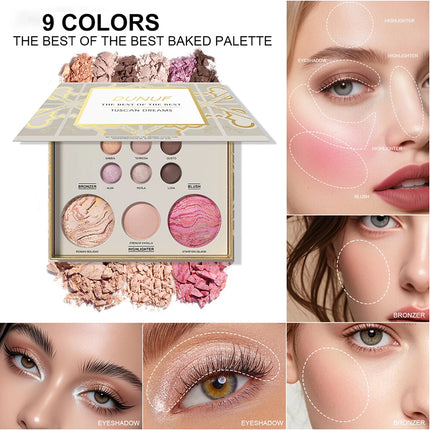 All-in-one Makeup Palette with Eye Shadow, Contouring, Blush, Highlighter, and Eyelid Brightening in One; Versatile Makeup