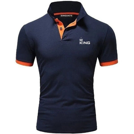Summer new fashionable men's contrasting polo shirt, breathable short-sleeved casual men's lapel top