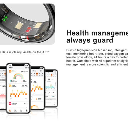 IMIKI Smart Ring 1 vibration Global System health Monitoring Heart Rate Blood Oxygen Saturation 5ATM Waterproof Men and Women