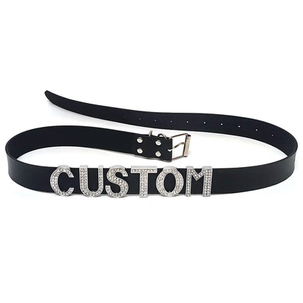 Sexy Punk Leather Customized Rhinestones Letters Waist Belt Belly Chains DIY Personalized Name Waistband Cosplay Body Jewelry