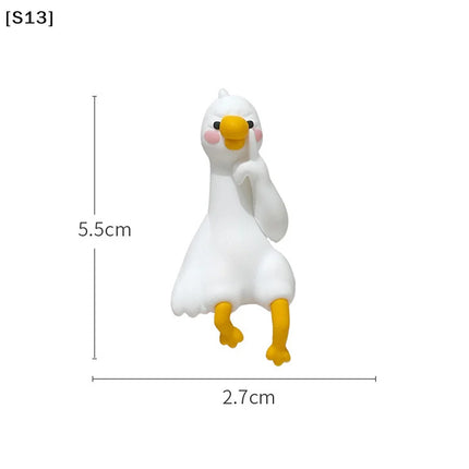 Resin Cartoon Animal Decor For Desk Car Dashboard TV Monitor Gift Idea Cute 3D Duck Figurine Mini Resin Duck Ornament Playful[Q]