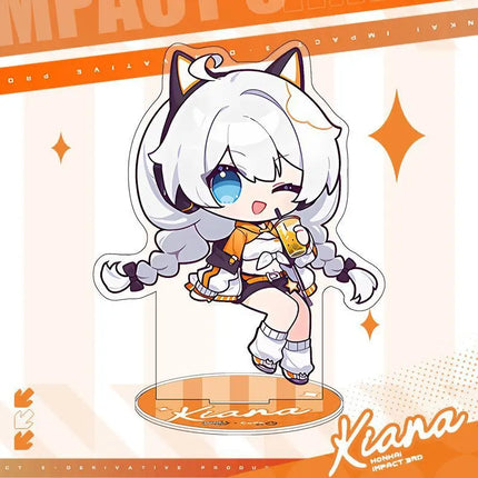 Game Honkai Impact 3 Alloy Brooch Badge Keychain Stand Cartoon Elysia Kiana Keyring Pendant Clothing Bag Decoration Gift Kid Toy