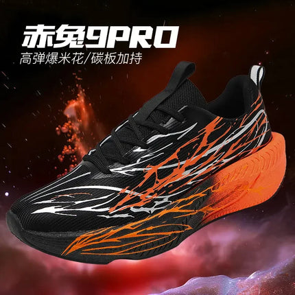 New Couple Sports Shoes Heartbeat Popcorn Carbon Plate Soft Sole Running Shoes for Men Women Fashion Casual Student Sneakers