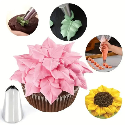 13PCS Russian Piping Tips Set Cake Decorating Kit- 7 Flower Nozzles,EVA Bag & Tools - for DIY Cake Puff Decoration Baking Tools