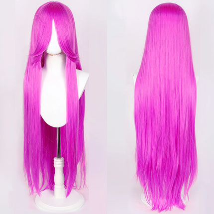 100CM Long Straight Wig With Bangs Synthetic Cosplay Wig For Women Pink Purple Cosplay Wigs for Party For Halloween