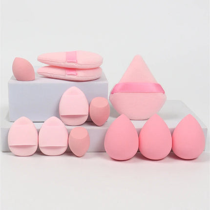 12-Piece All-Purpose Makeup Sponge Set, Made of 3 Loose Powder Puffs, 3 Mini Air Cushion Puffs, 3 Beauty Eggs and 3 Mini Beauty