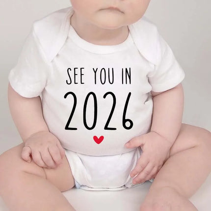 See You in 2026 Pregnancy Announcement Baby Onesie Toddler Jumpsuit Summer Short Sleeve Newborn Boys Girls Outfits